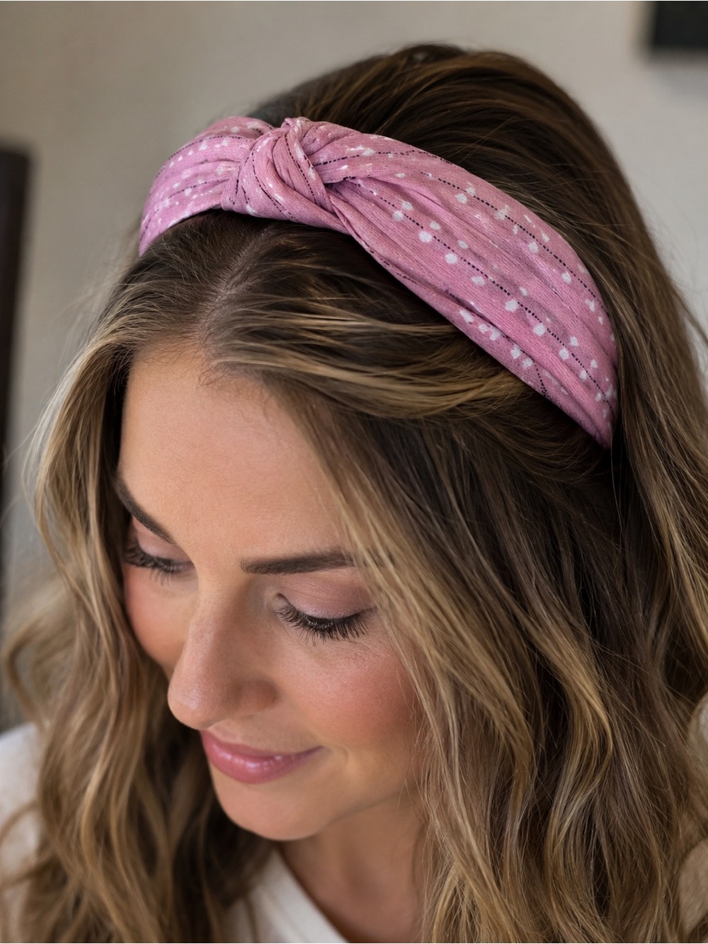 Knotted Pink Polka Dot Headband - Women Accessories